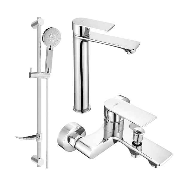 MEXEN - Royo DF40 Set umyvadlové a vanové baterie s příslušenstvím, chrom 72213DF40-00