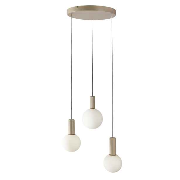 Trojitá závěsná lampa Testa, bílé koule