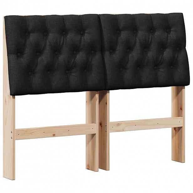 vidaXL Čalouněné čelo postele Černá 120 cm Masivní borové dřevo