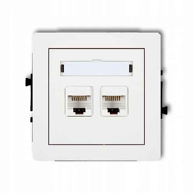 Bílá dvojitá počítačová zásuvka RJ45 DGK-4 Deco Karlik