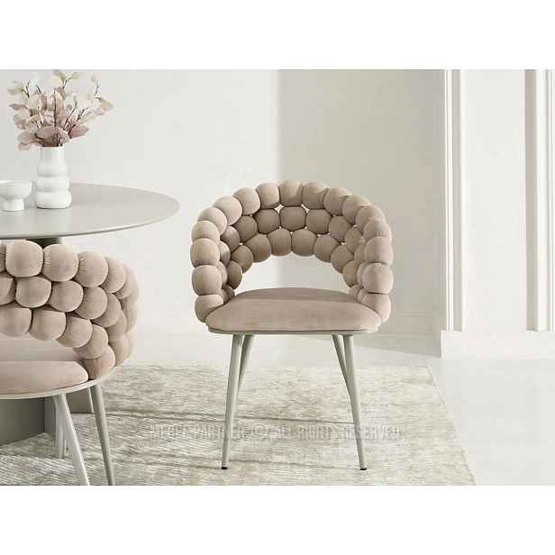 Designová jídelní židle NAHIDA - béžová / šedá