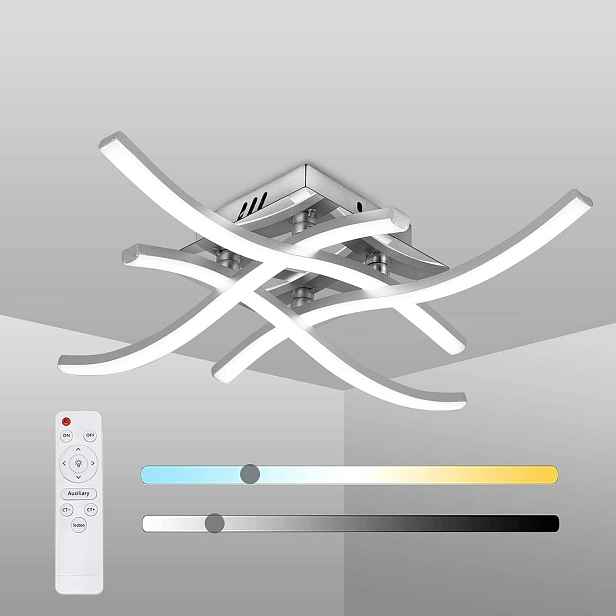 stropní svítidlo Led Stropní Svítidlo Lustr 3000-6000K 45cm Stříbrná 24W Dálkový Ovladač