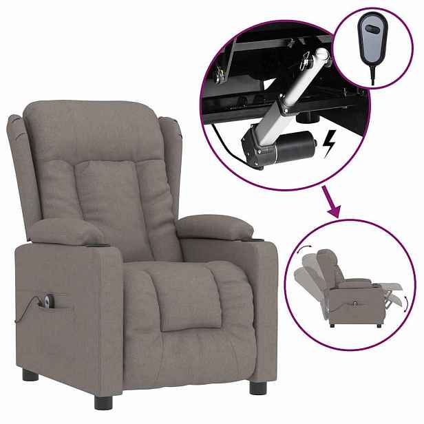 vidaXL Elektrické polohovací křeslo taupe textil