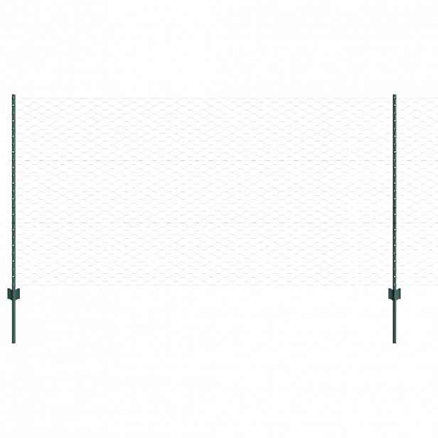 vidaXL Hexagonální plot s podpěrou 25 x 1,2 m Ocel potažená PVC Zelená