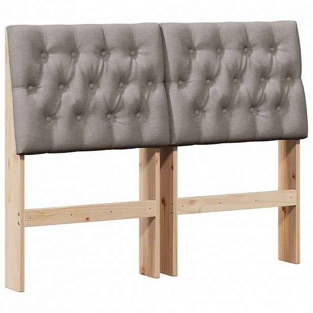 vidaXL Čalouněné čelo postele Taupe 120 cm Masivní borové dřevo