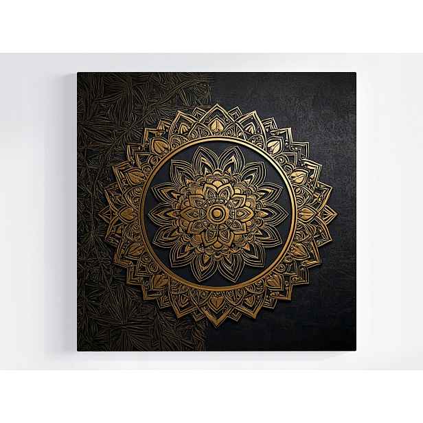 Obraz Na Plátně Canvas Mandala Černá Zlato Harmonie Wellbeing Zen 50x50