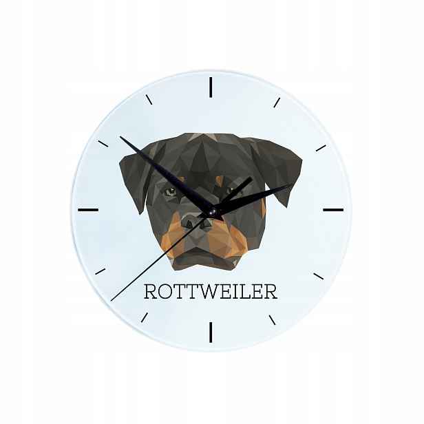 Rotvajler – skleněný závěsný nástěnný hodinový stroj s geometrickým psem