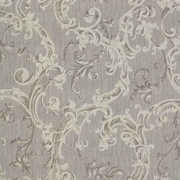 Tapeta glamour rostlinný ornament vinylová na flizelině šedo-béžová tapeta