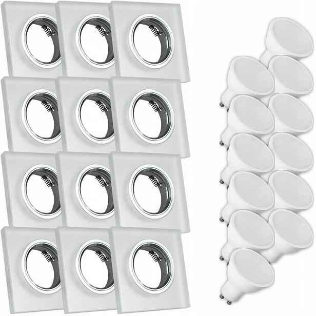 12X Skleněná Lampička Moderní Svítidlo Čtverec Silné Sklo 7W Led Žárovka