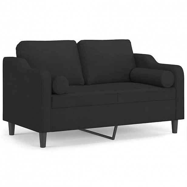 vidaXL 2místná pohovka s polštáři černá 120 cm textil