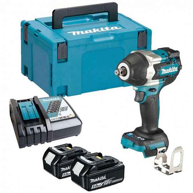 Makita - 18V AKU rázový utahovák, 2x aku 5,0 Ah LXT, nabíječka DTW700RTJ
