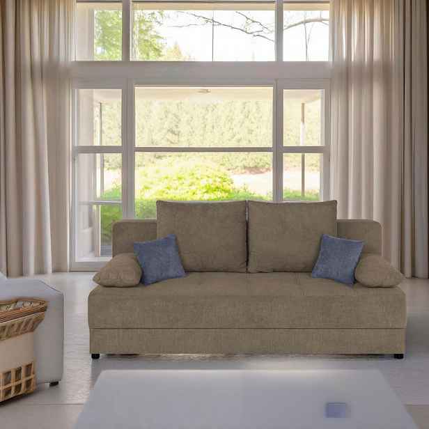 P & B ROZKLÁDACÍ POHOVKA, textil, kompozitní dřevo, hnědá
