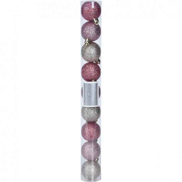 Sada Vánočních ozdob Glitter růžová, pr. 4 cm, 9 ks