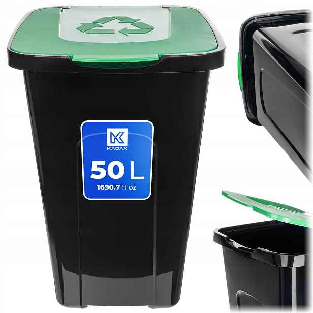 Odpadkový Koš Nádoba Na Tříděný Odpad 50L Zelené Sklo