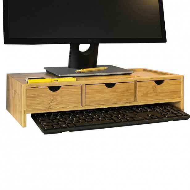 SoBuy STOJAN na monitor s třemi zásuvkami a úložným prostorem