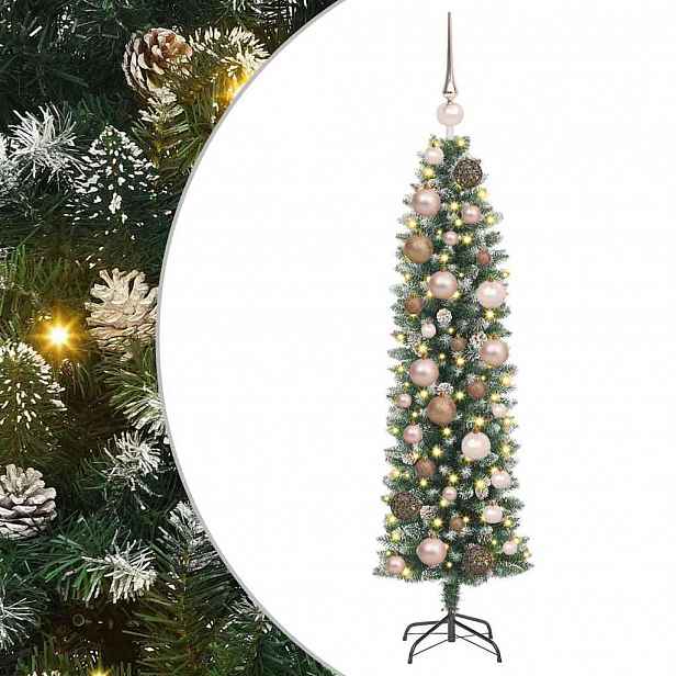 vidaXL Umělý štíhlý vánoční strom Zelená a bílá 120 cm