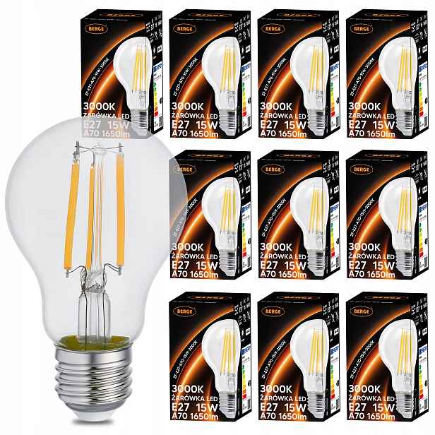 10x Led žárovka E27 15W 125W 1650 m 3000K Ozdobná Retro Filament