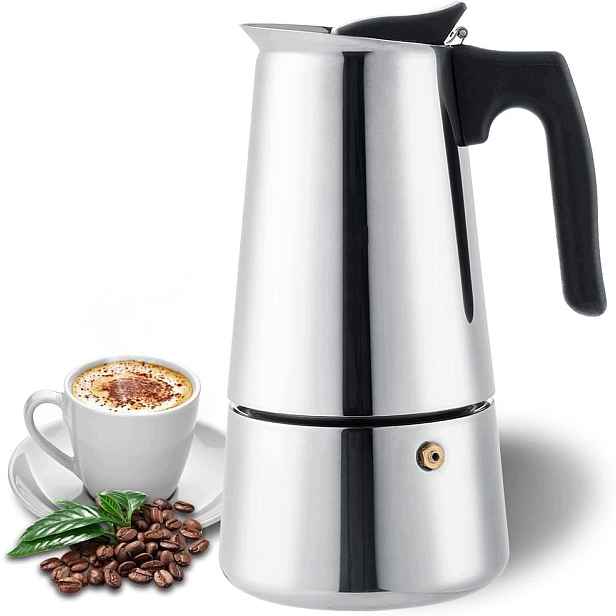 Ocelová Kávovarka Na Kávu 12 Šálků Kávy Indukce 600 ml Italská