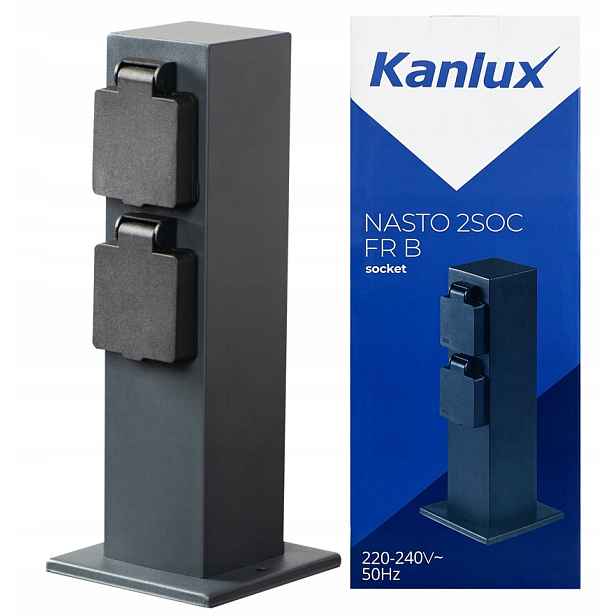 Elektrický zahradní sloupek se 2 zásuvkami antracit Kanlux