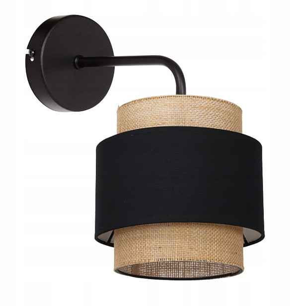 Nástěnná Lampa Juta Boho Jutová Černá