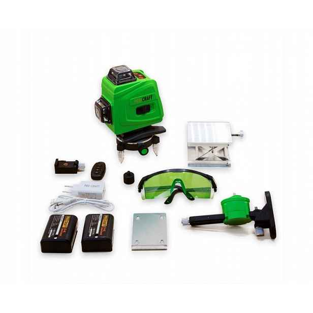 Procraft Laserová vodováha 360 Zelený paprsek 4D Křížový Laser