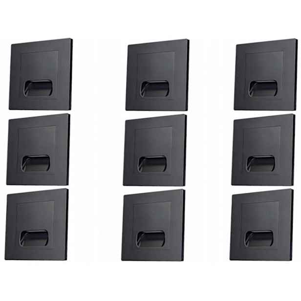 9x Led lampa na schody 230V Černá Schodišťová lampa Osvětlení schodů