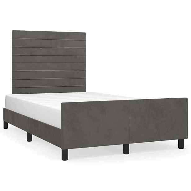 vidaXL Rám postele bez matrace tmavě šedá 120 x 200 cm samet