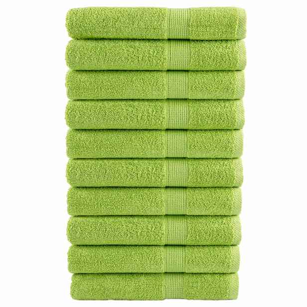 vidaXL Premium ručníky SOLUND 10 jablkově zelené 100x200cm 600g/m²