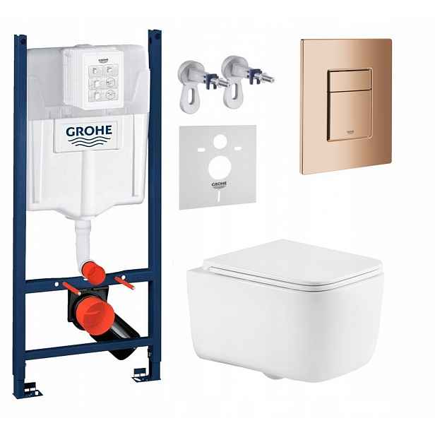 Wc sada Grohe Rapid s mísou Tornado Alba S tlačítko měď lesk