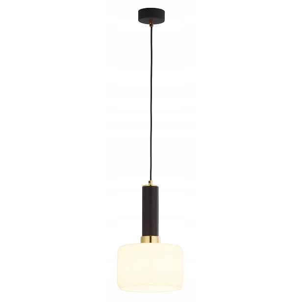 Závěsná lampa Vanes černo-zlatá E27 15W Jupiter, skleněné stínítko