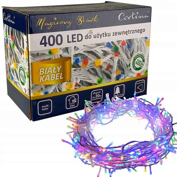 Vánoční Osvětlení Na Stromeček 400 Led Bílý Kabel Na Vánoční Stromeček Bílý 21,5 M IP44
