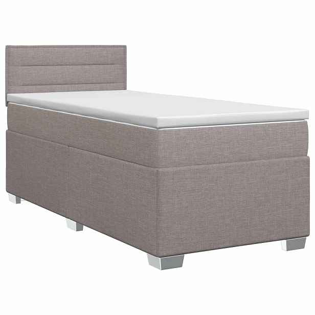 vidaXL Postel boxspring s matrací s čelo Taupe 90 x 200 cm Textil