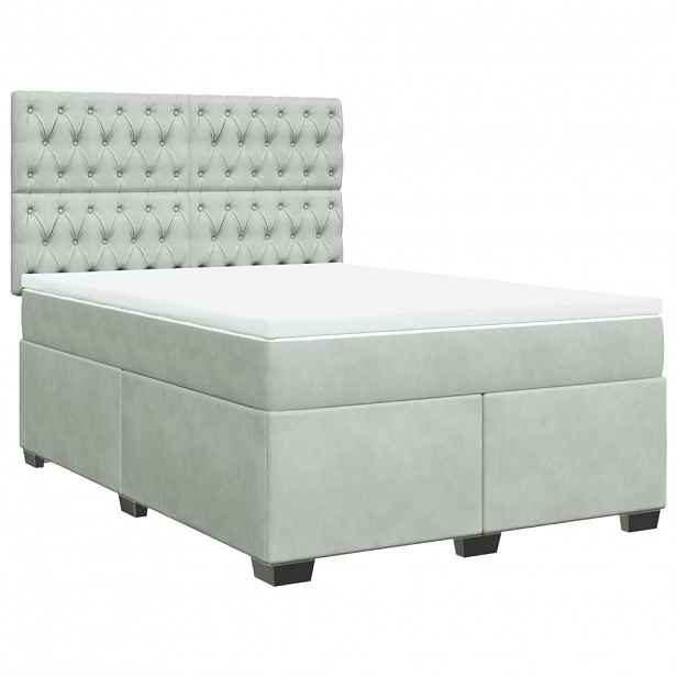 vidaXL Box spring postel s matrací světle šedá 140x190 cm samet