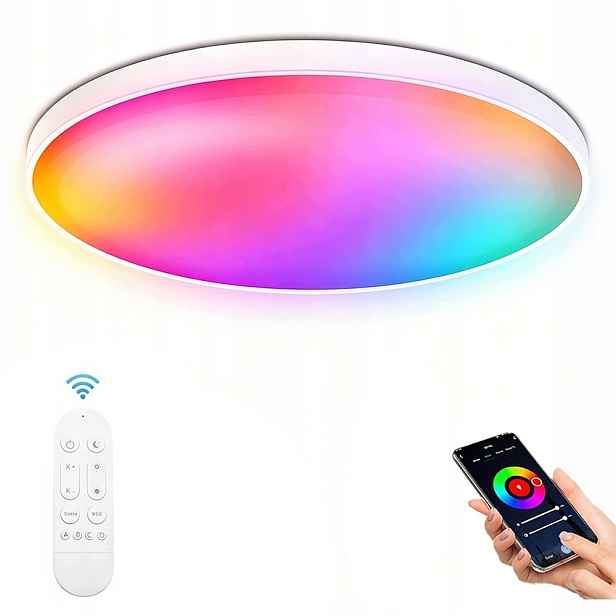 Lampa Stropní Svítidlo Led Rgb Bílá Cct 2700K-6500K Wifi Dálkový Ovladač Rf Aplikace