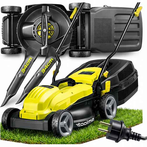 Elektrická sekačka Silná Velký koš Toolme TM341 2 x Nůž 34 cm