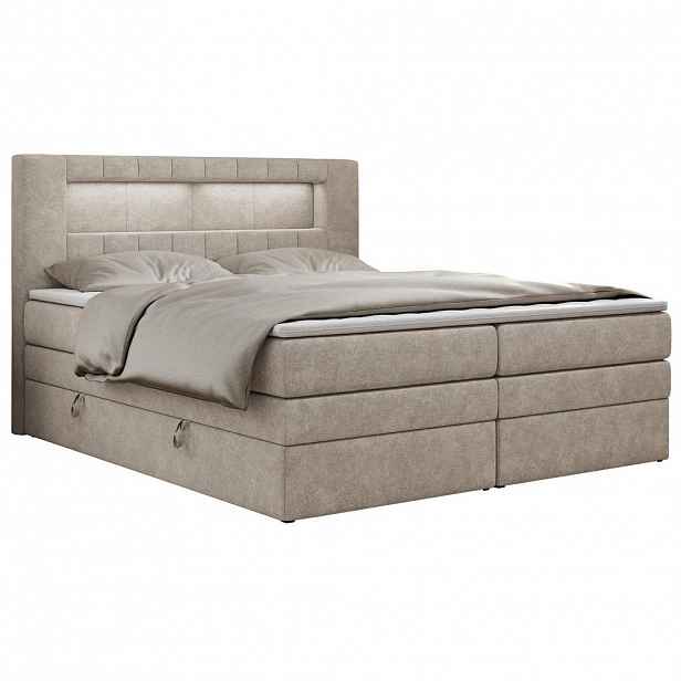 MKS POSTEL BOXSPRING GOLD 5 KING 140/200 - Béžová Strukturovaná látka - H3