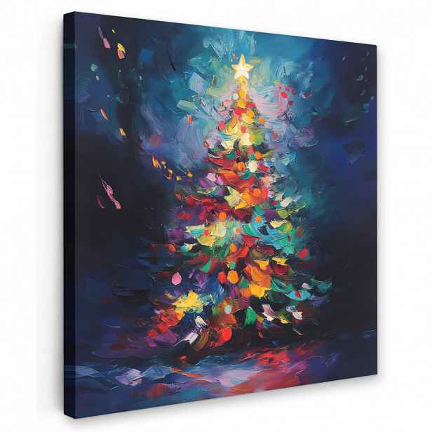 MuchoWow OBRAZ NA PLÁTNĚ Vánoční stromek - Vánoce - Abstraktní - Barevné 50x50 cm