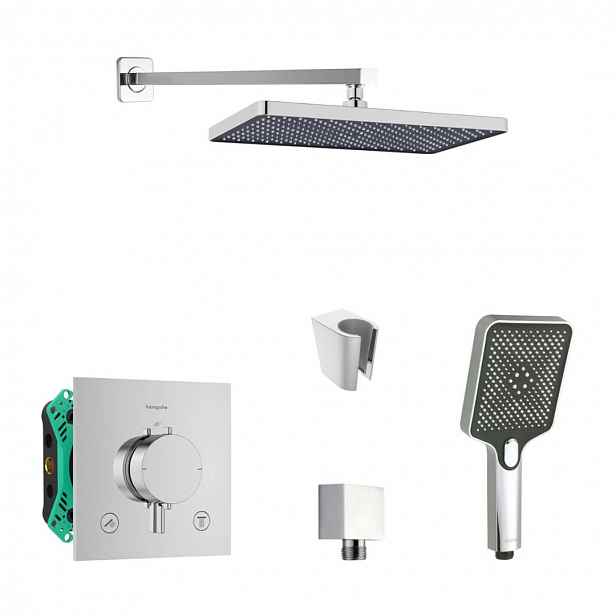 SANITINO - Sprchový set s termostatem a tělesem pod omítku Hansgrohe, příslušenství kielle, chrom SANI21HKK012