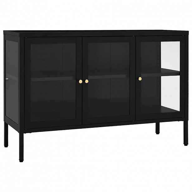 vidaXL Příborník černý 105 x 35 x 70 cm ocel a sklo