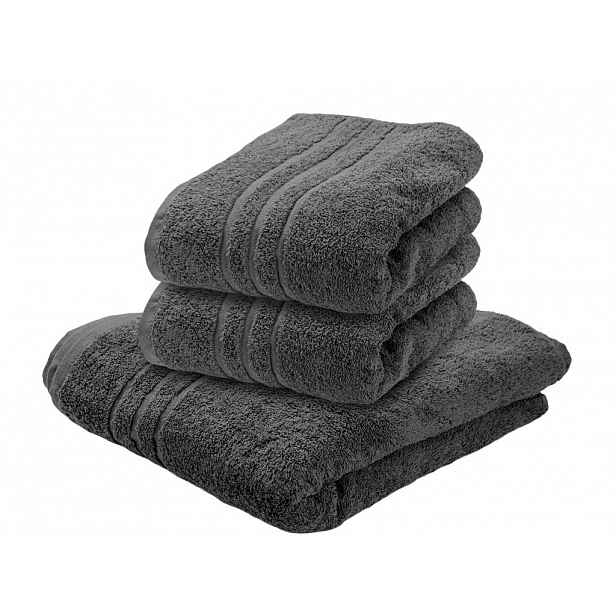 1x osuška COMFORT tmavě šedá + 2x ručník COMFORT tmavě šedý, 100% bavlna