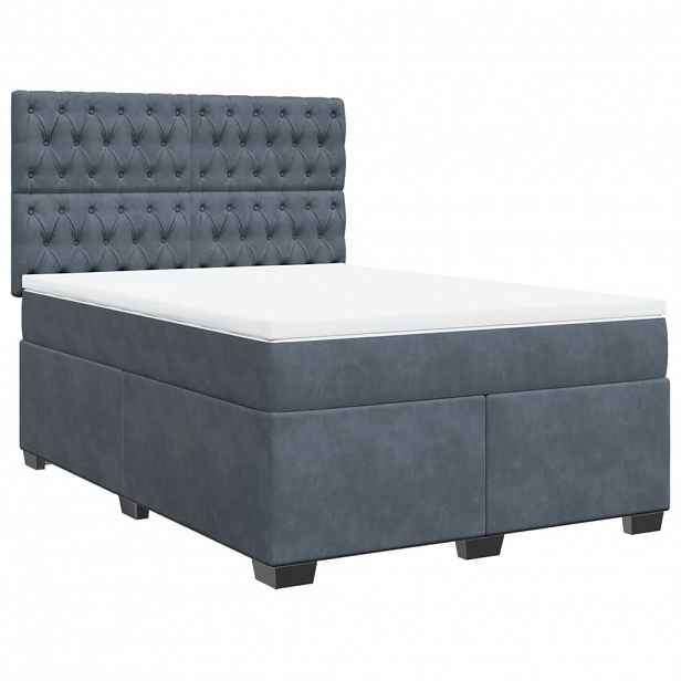 vidaXL Box spring postel s matrací tmavě šedý 140 x 190 cm samet