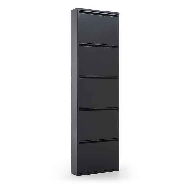 Antracitový kovový výklopný botník 50x169x15 cm Ode – Kave Home