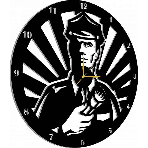 Hodiny Pro Bezpečnostního Policistu Dárek 60 CM 3D
