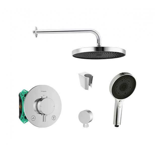 SANITINO - Sprchový set s termostatem a tělesem pod omítku Hansgrohe, příslušenství kielle, chrom SANI21HKK013