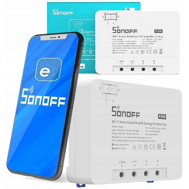 Sonoff Pow R3 1-KANÁLOVÝ Ovladač 25A Wifi 5500W Měření Energie Esl