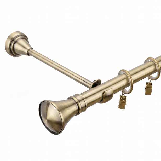 Garnýž Kovový Lux 19 mm jednoduchý Zlato Antik 300 cm MIX Koncovek