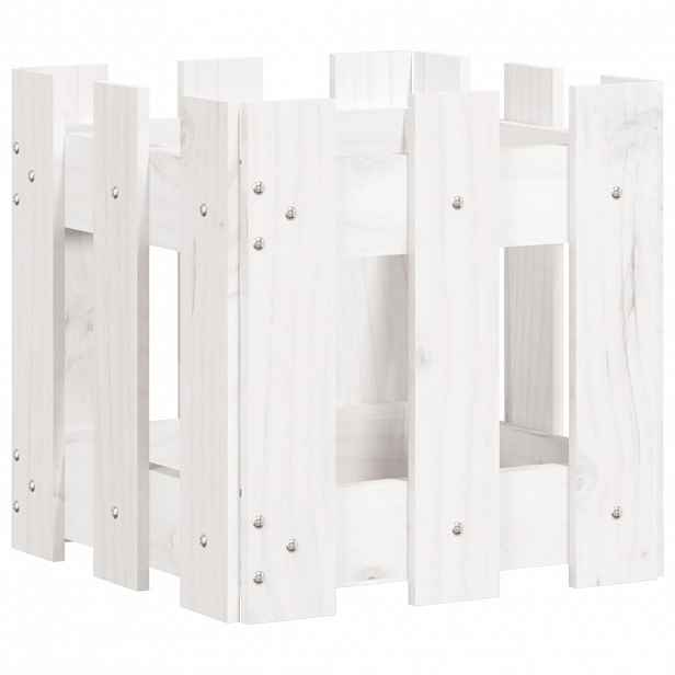 vidaXL Zahradní truhlík plotový design bílý 30x30x30 cm masiv borovice