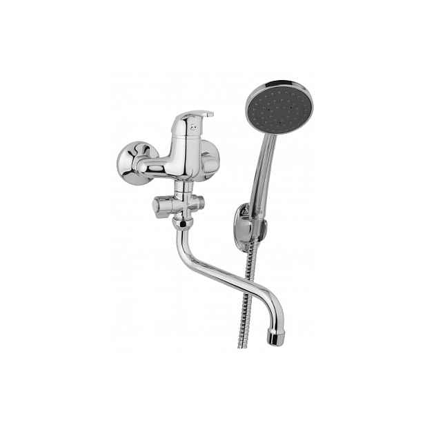 JB Sanitary Slim A10 32 31 - Nástěnná umyvadlová a sprchová baterie 100 mm; otočný přepínač;s příslušenstvím; trubkové ramínko 200 mm
