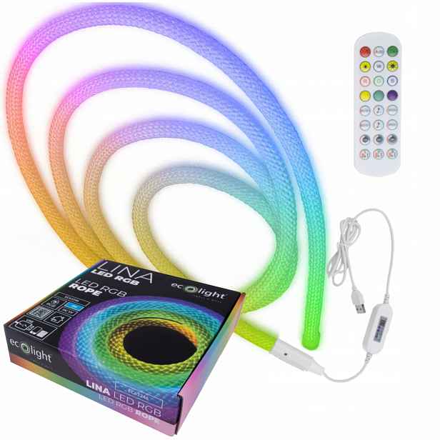 Led šňůra Lina Rgb Neon barevná, dálkově ovládaná dálkovým ovladačem 3M 5V Usb