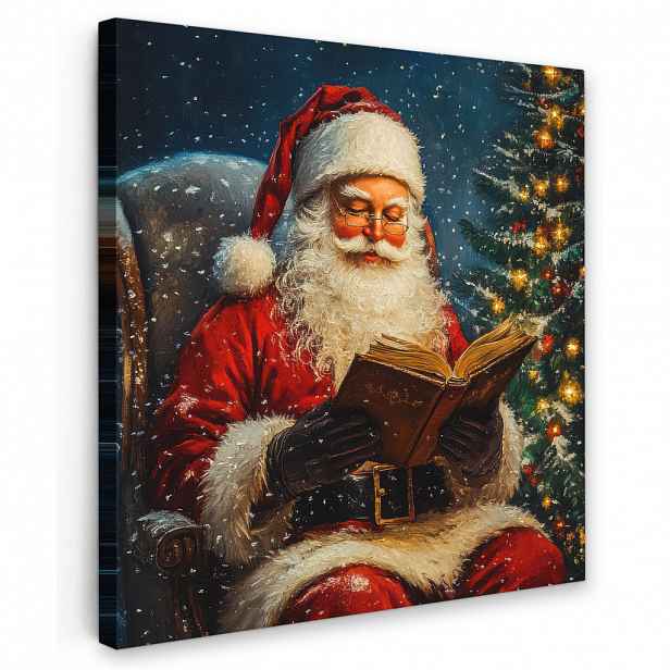 MuchoWow OBRAZ NA PLÁTNĚ Otec Vánoc - Vánoce - Zima - Vánoční stromek 20x20 cm